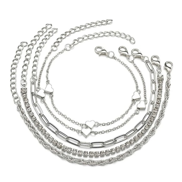 5pcs Rhinestone & Heart Decor Bracelet For Women Fashion Jewelry Gift We… - Picture 4 of 5